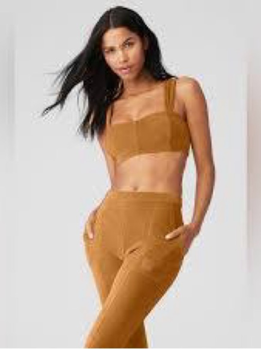 ALO Yoga Cropped Rib Tank Top in Caramel Brown